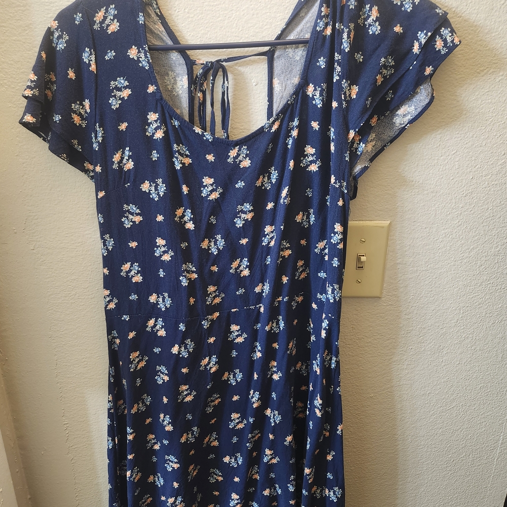 a.n.a Floral Dress with Navy and Orange Accents